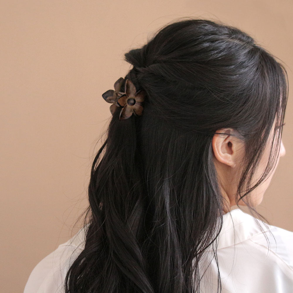 Wood Flower Hair Clip
