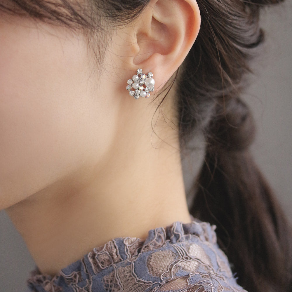 Crystal Pave Disc Clip On Earrings