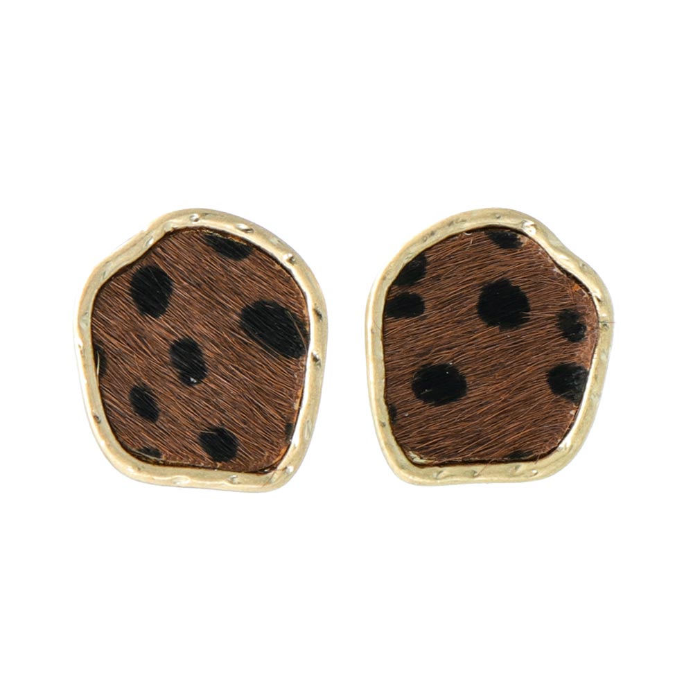 Leopard Haircalf Oval Clip On Earrings - osewaya