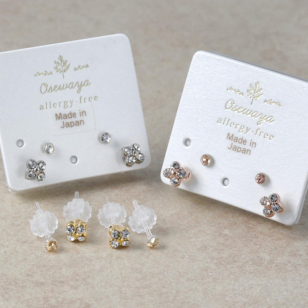 Stone Flower Plastic Earring Set