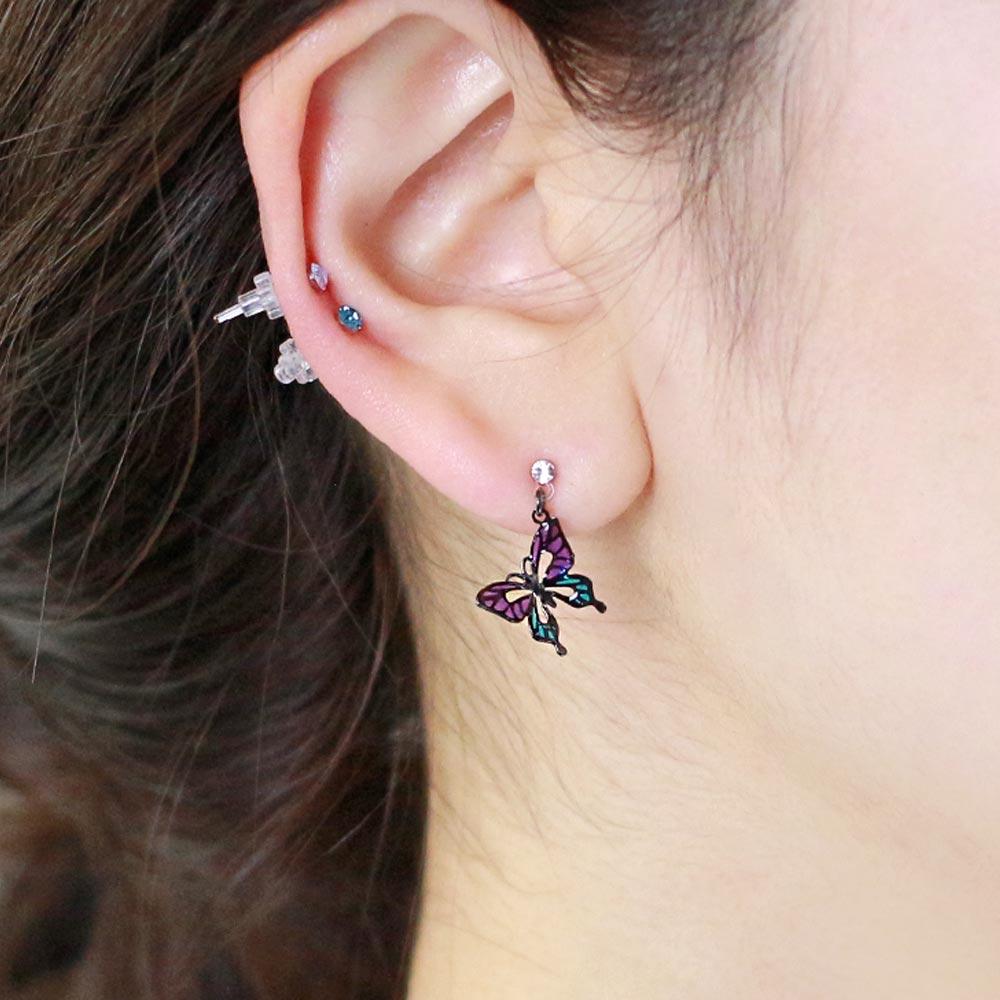 Transparent Butterfly Plastic Post Earring Set
