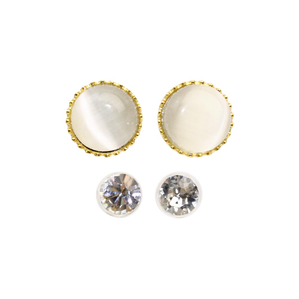 Cat's Eye Stone Invisible Clip On Earrings