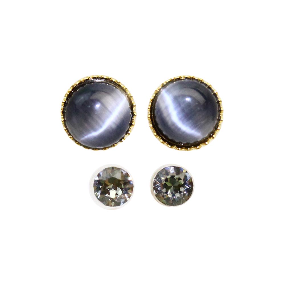 Cat's Eye Stone Invisible Clip On Earrings