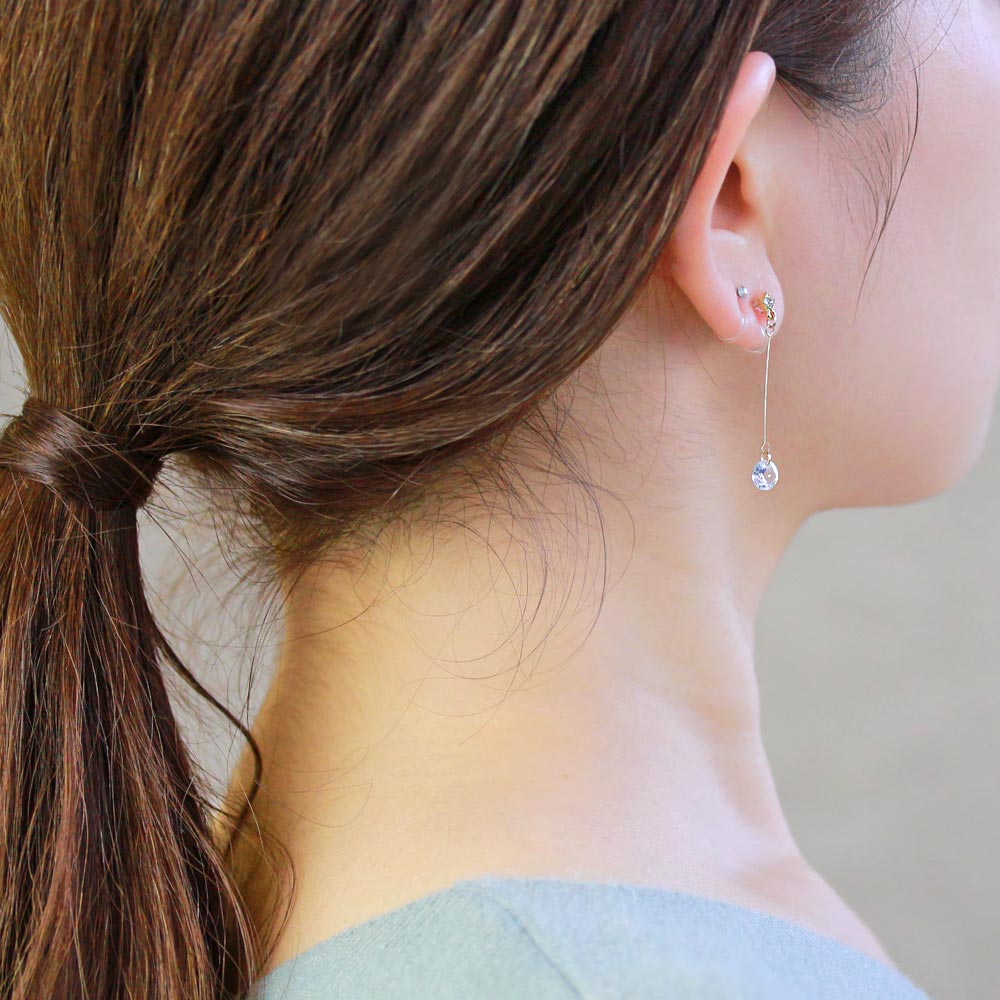 Cubic Zirconia Stick Drop Invisible Clip On Earrings