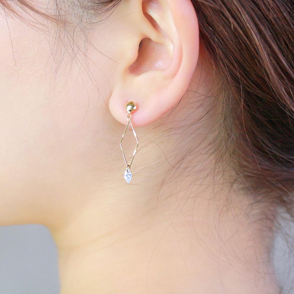 Rhombus Cubic Zirconia Invisible Clip On Earrings