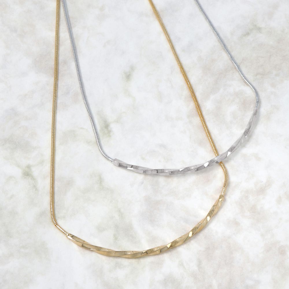 Twisted Bar Snake Chain Necklace - osewaya