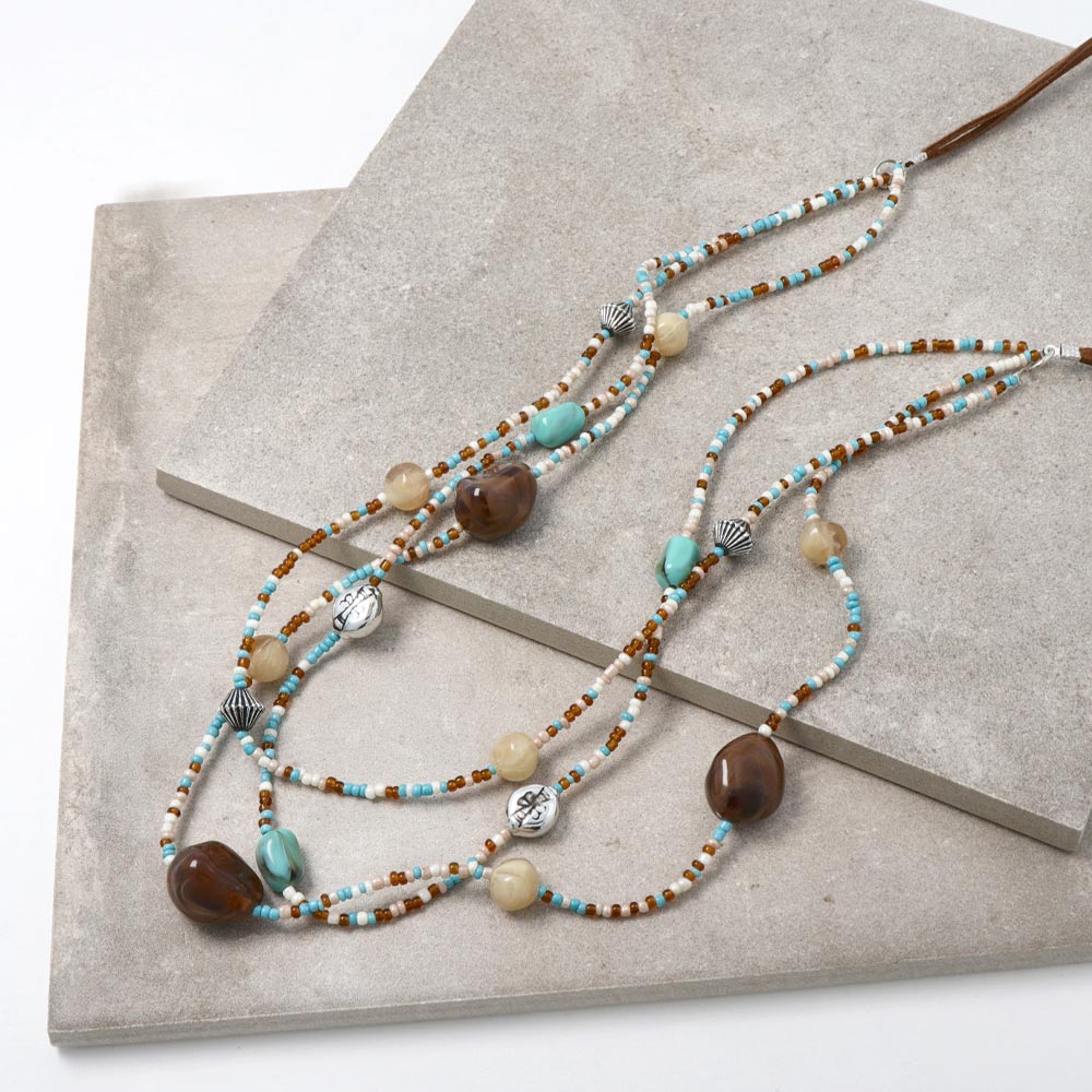 Multi Beaded Long Necklace