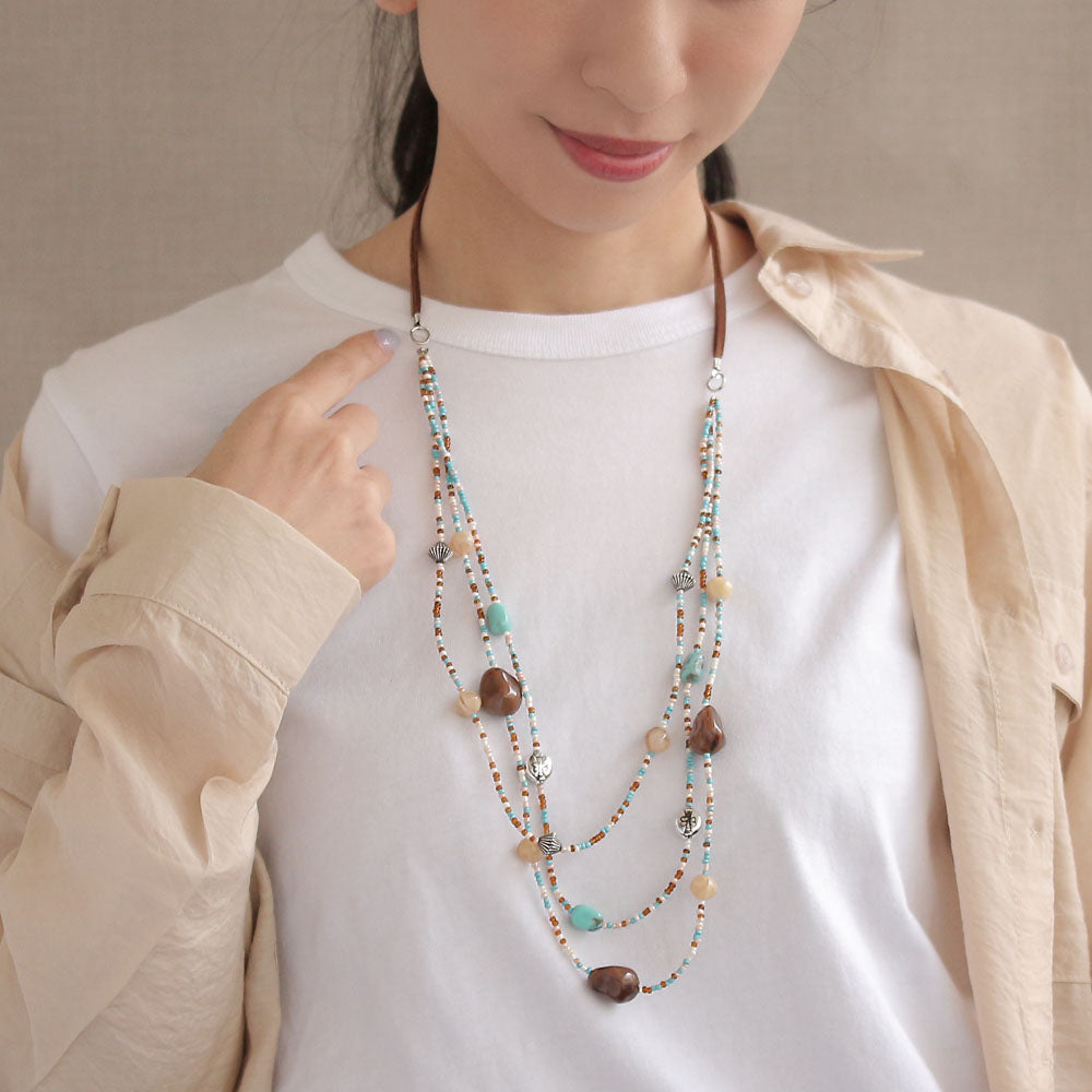 Multi Beaded Long Necklace