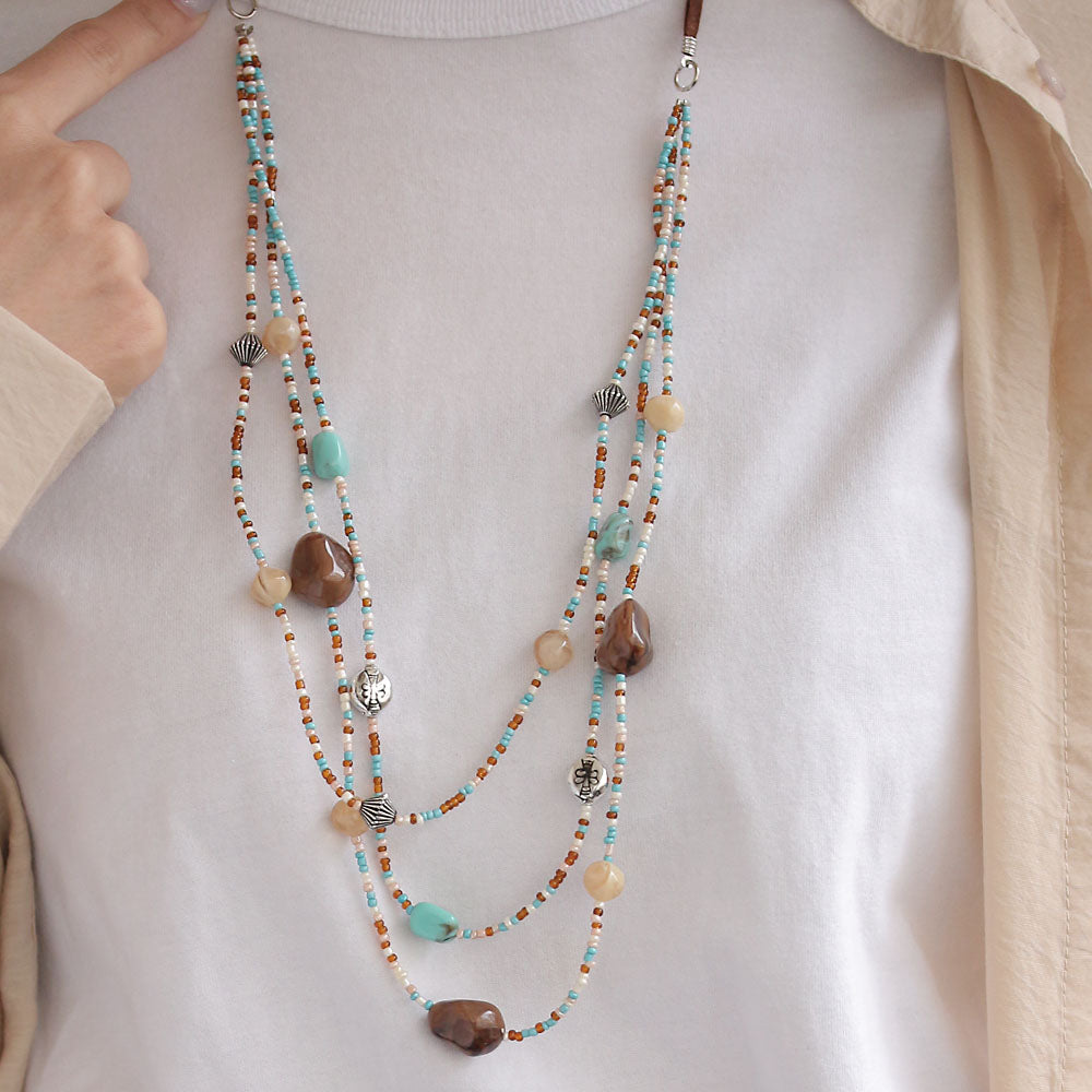 Multi Beaded Long Necklace