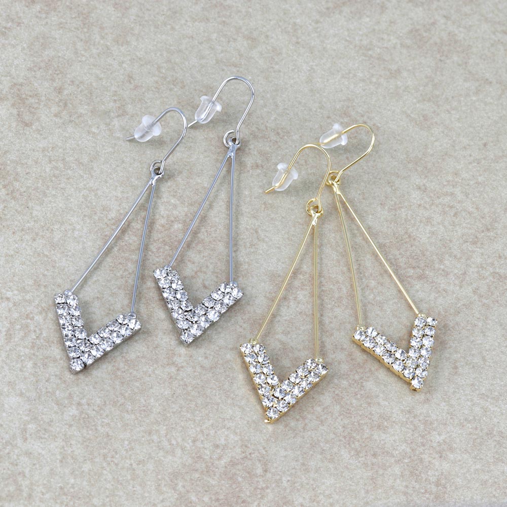 Jeweled Pointy Drop Earrings
