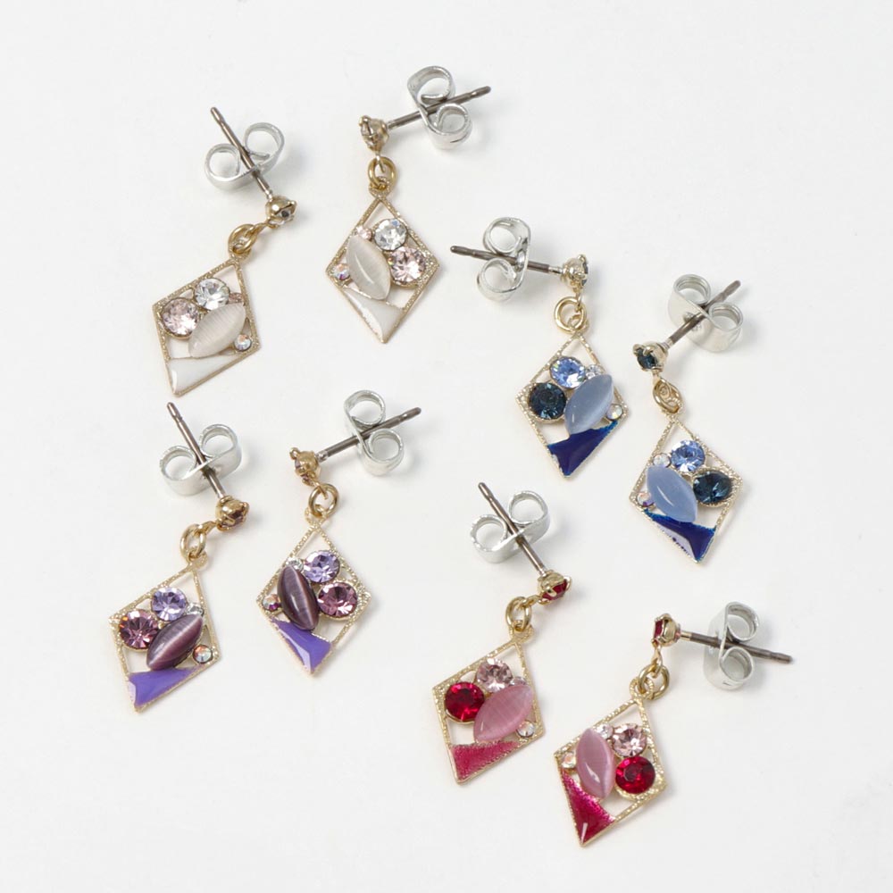 Jeweled Rhombus Titanium Earrings