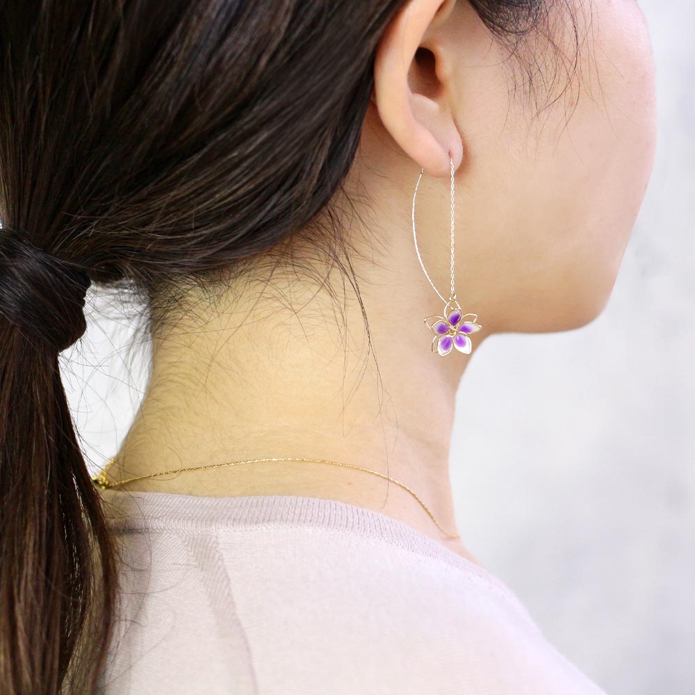 Translucent Wire Flower Threader Earrings
