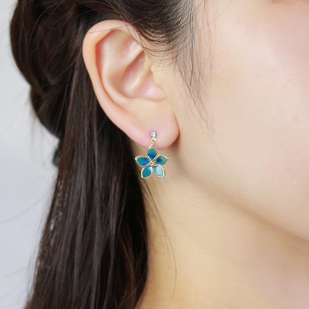 Translucent Wire Flower Drop Earrings