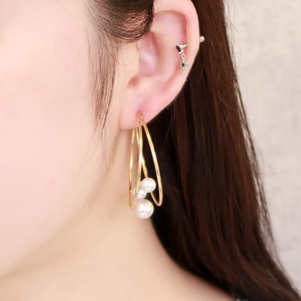 Multi Pearl Double Hoop Earrings