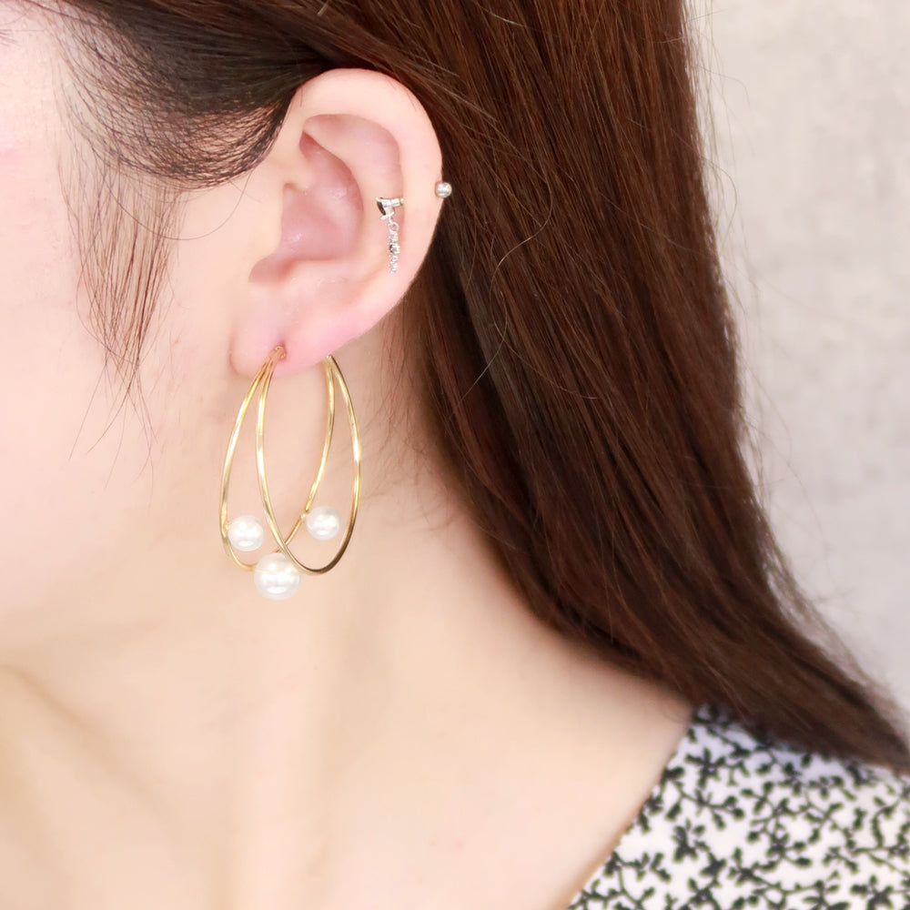 Multi Pearl Double Hoop Earrings