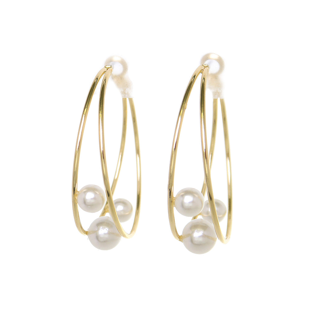 Multi Pearl Double Hoop Earrings - osewaya