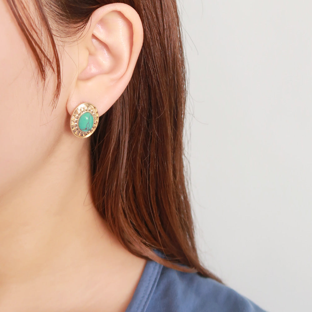 Faux Turquoise Concho Earrings