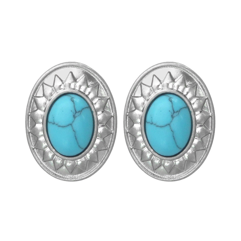 Faux Turquoise Concho Earrings - osewaya