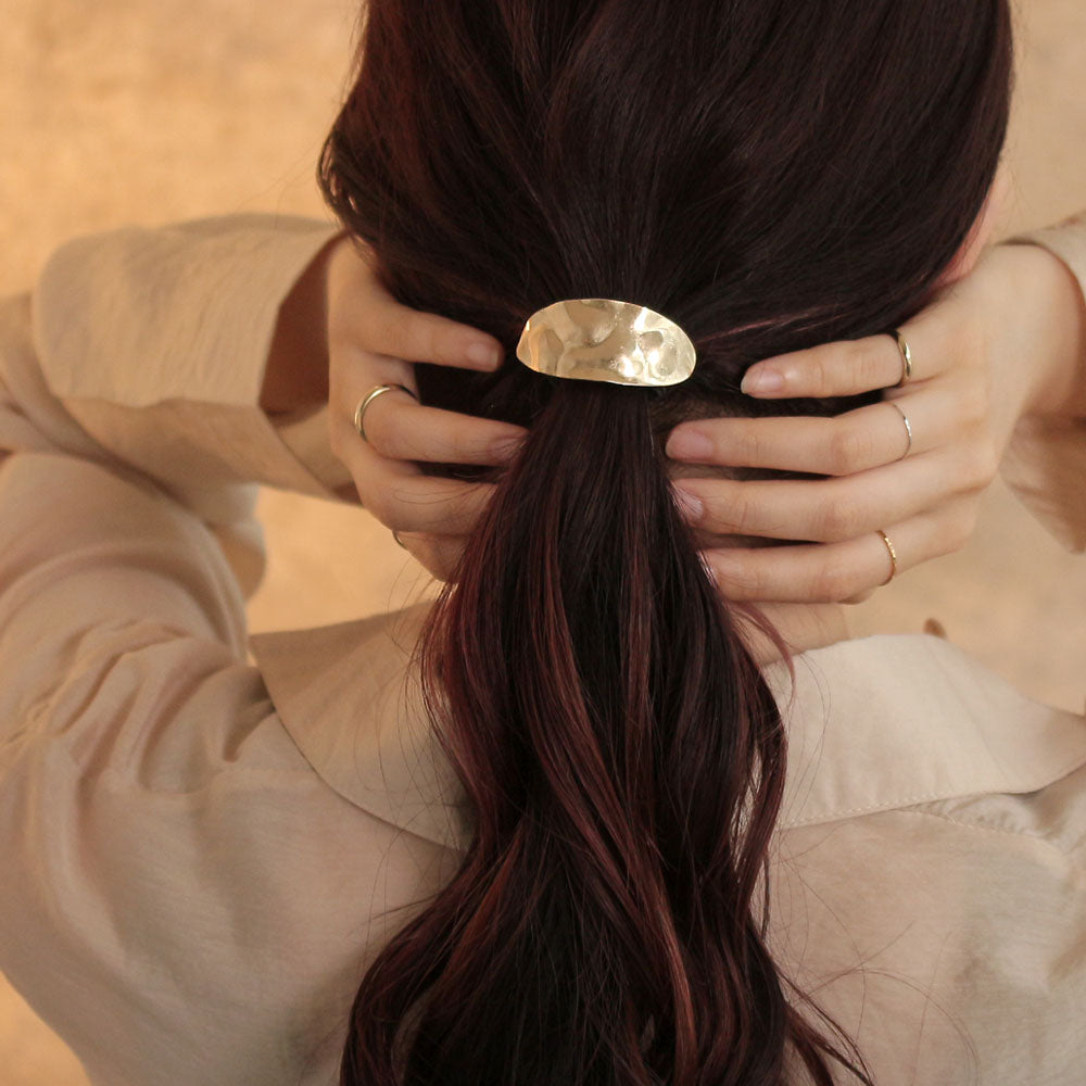 Hammered Oval Arch Hair Tie