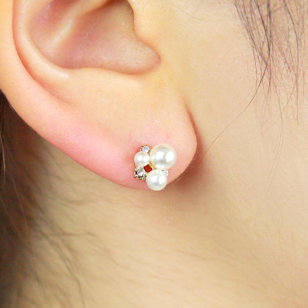 Pearl and Stone Stud Earrings
