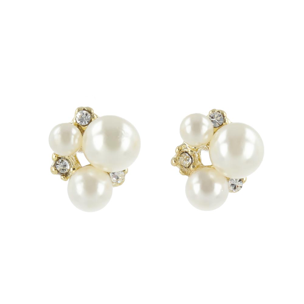 Pearl and Stone Stud Earrings - osewaya