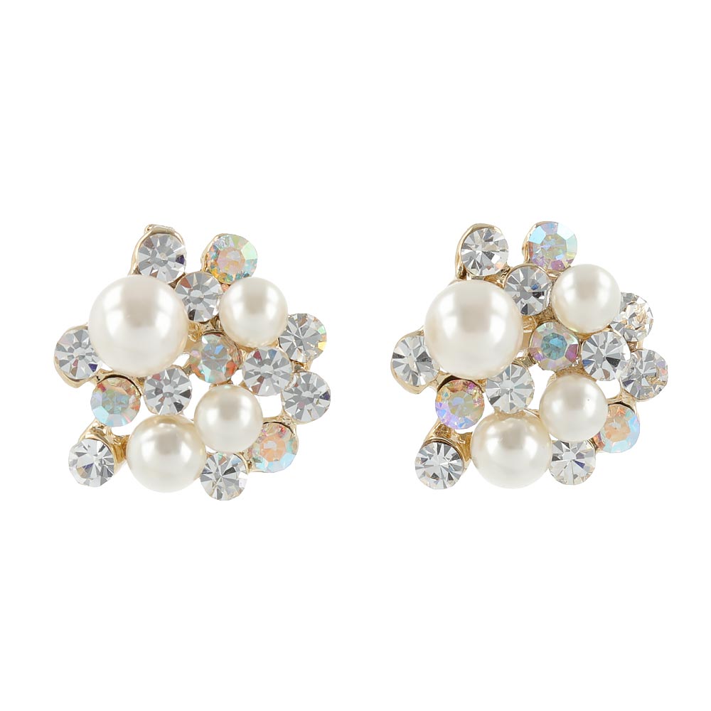 Pearl Diamante Stud Earrings - osewaya