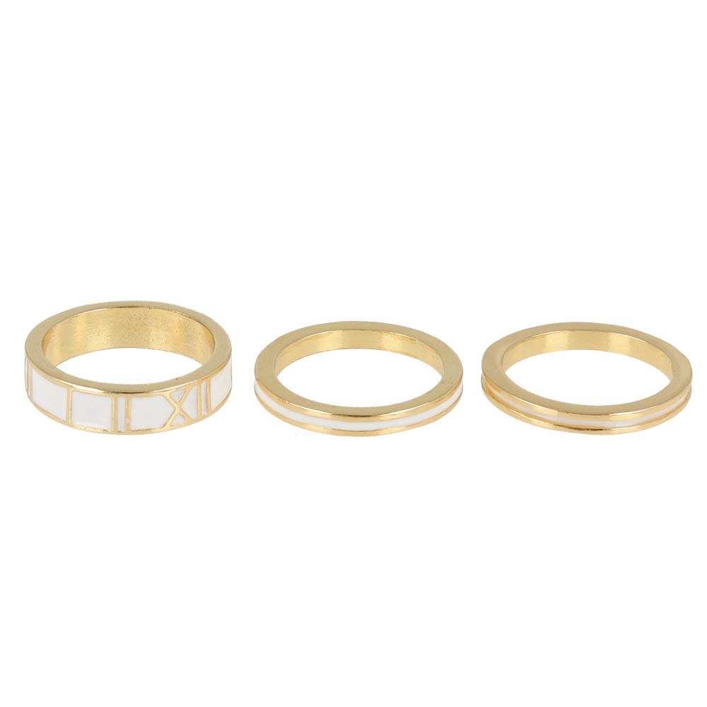 Roman Numeral Ring Set Gold Tone - osewaya