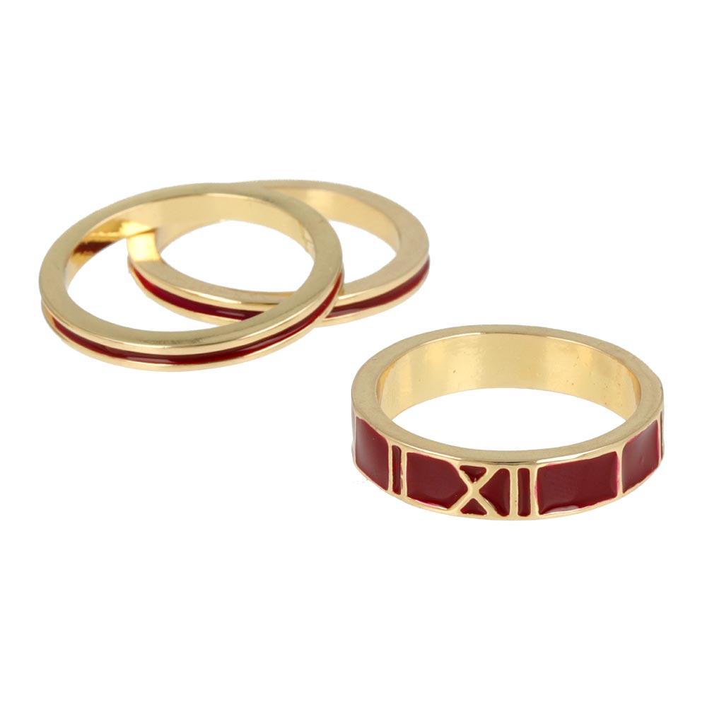 Roman Numeral Ring Set Gold Tone