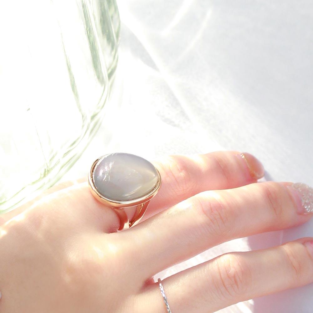Glossy Round Stone Ring
