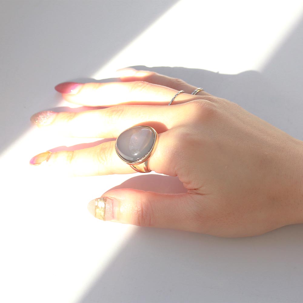 Glossy Round Stone Ring