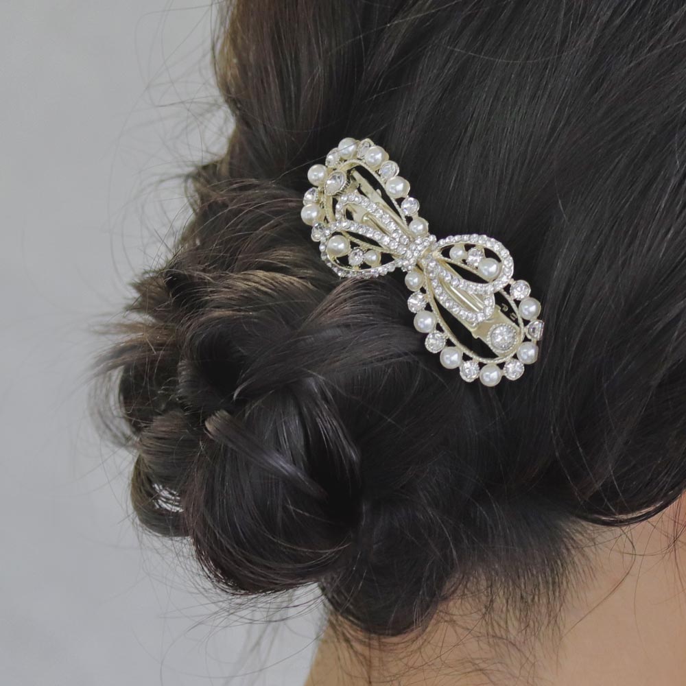 Jeweled Bow Hair Barrette