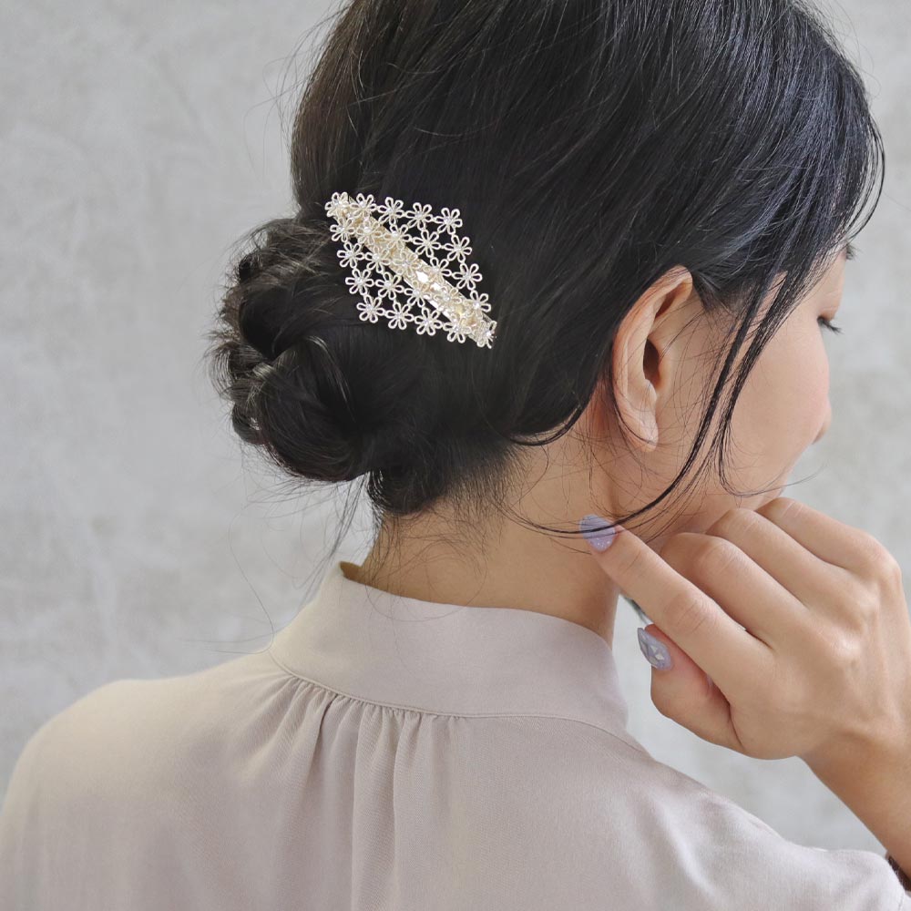 Flower Rhombus Hair Barrette