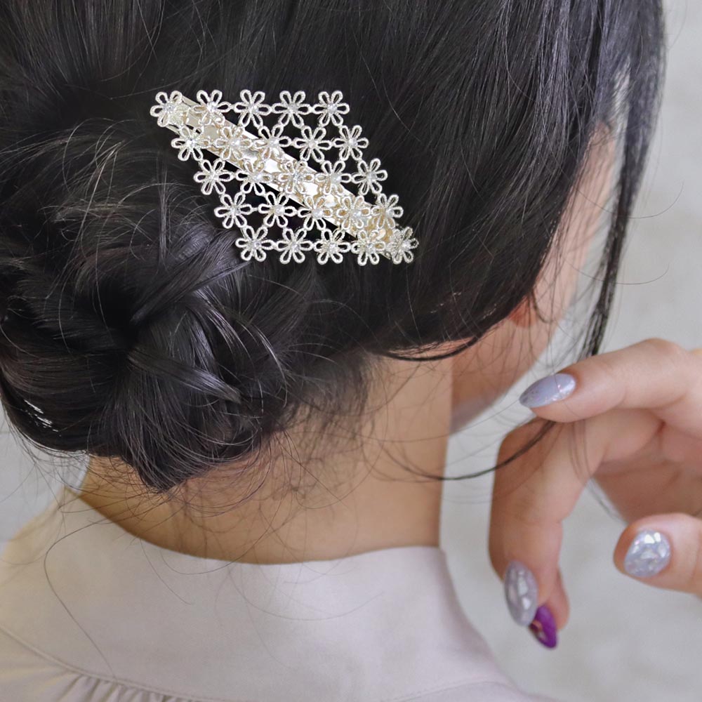 Flower Rhombus Hair Barrette