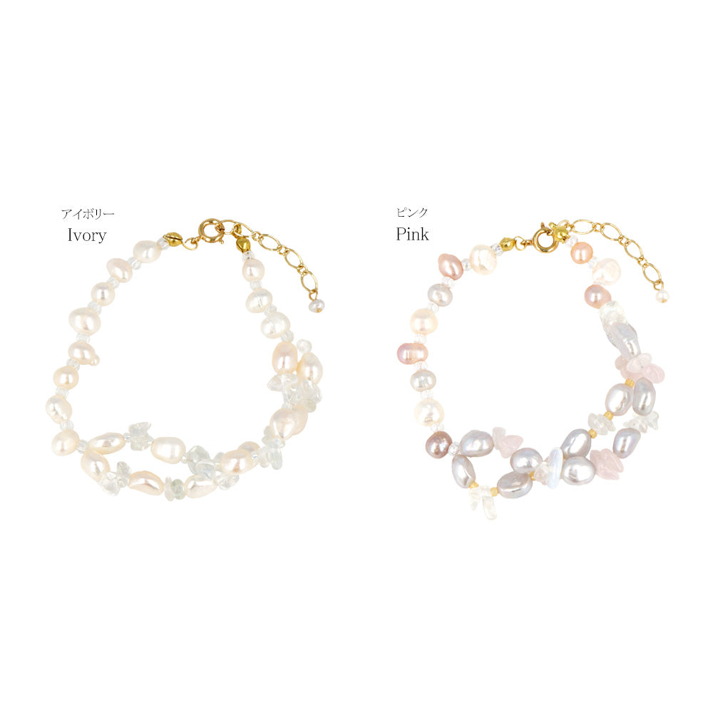 Freshwater Pearl and Natural Stone Bracelet