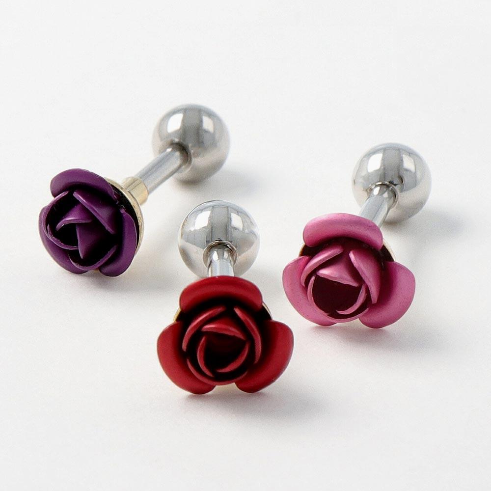 Rose Barbell Earrings - osewaya