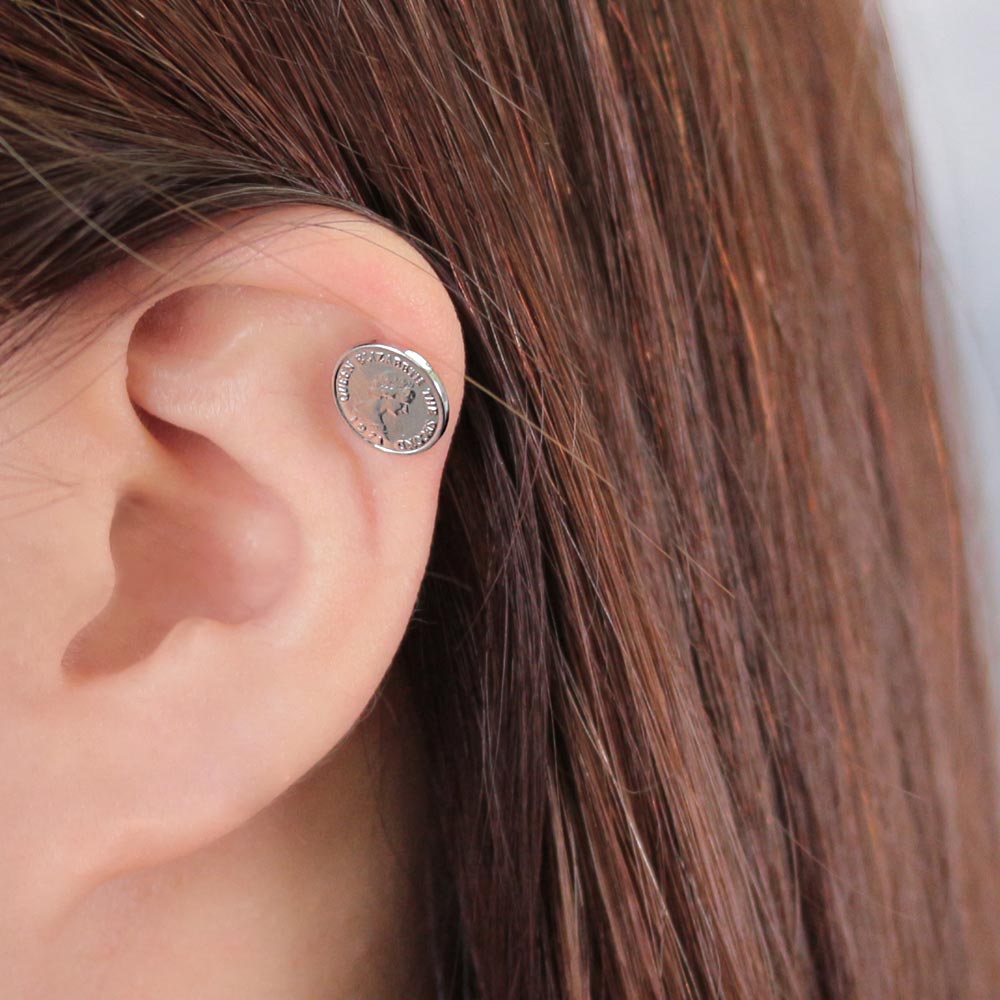 Coin Barbell Earrings