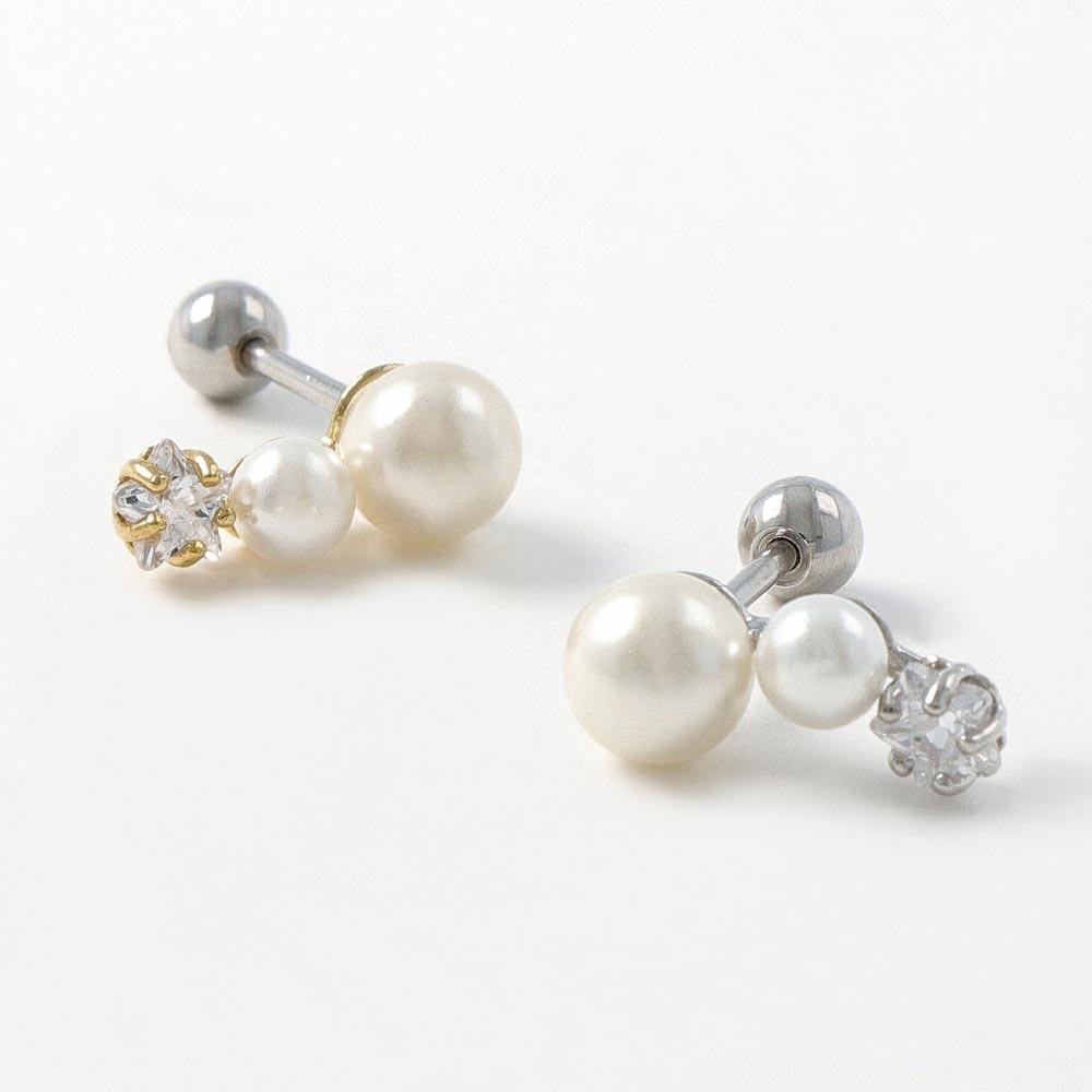 Pearl and Star Barbell Earring