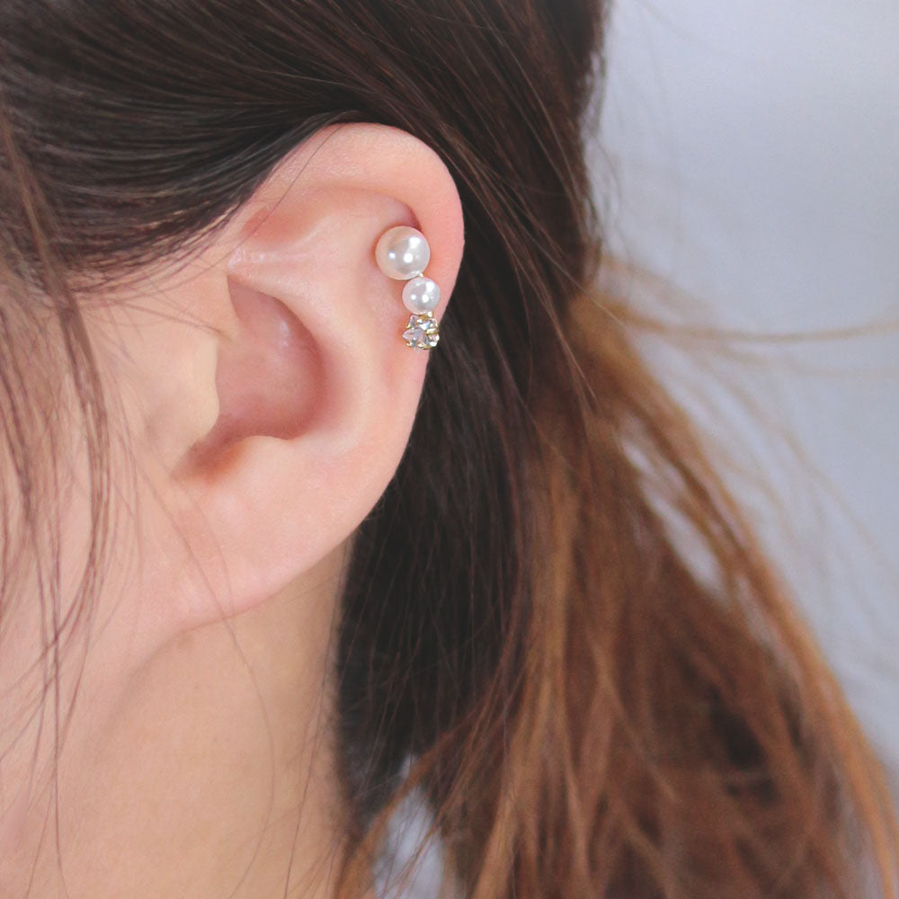 Pearl and Star Barbell Earring