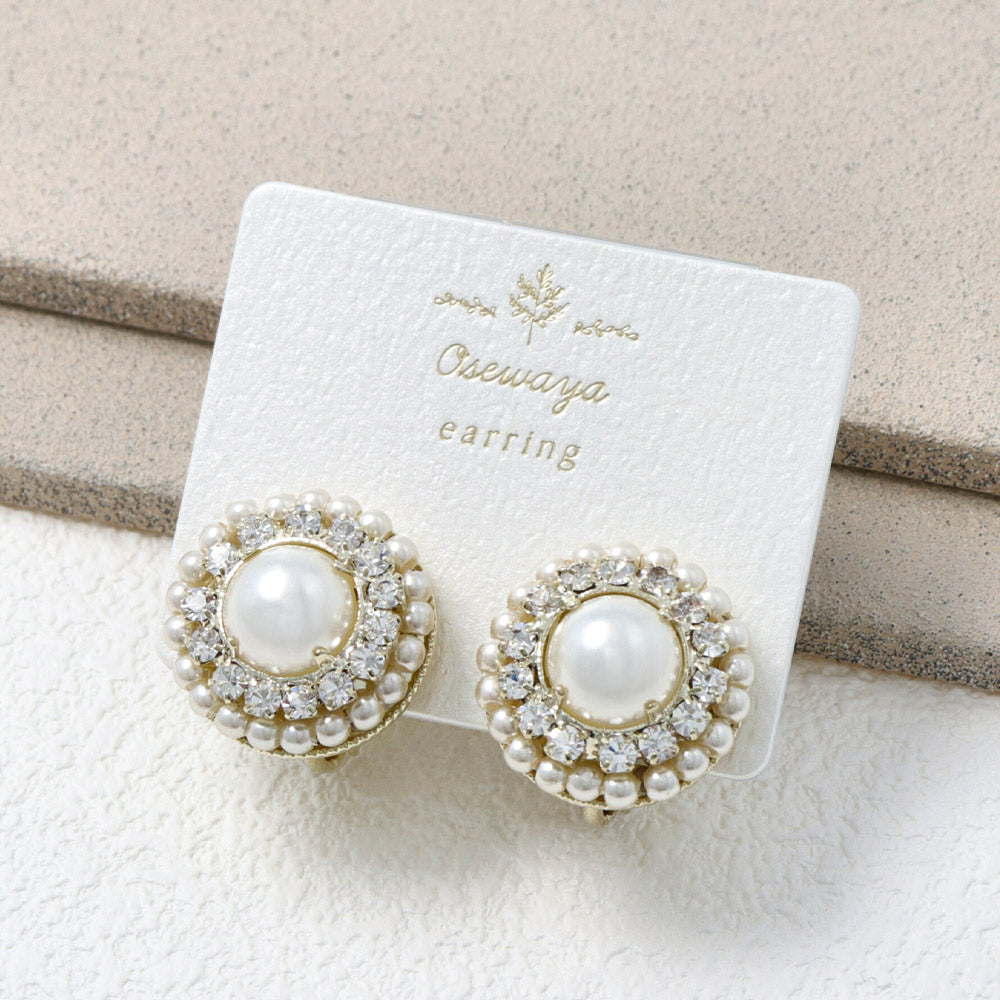 Pearly Circle Clip On Earrings - osewaya
