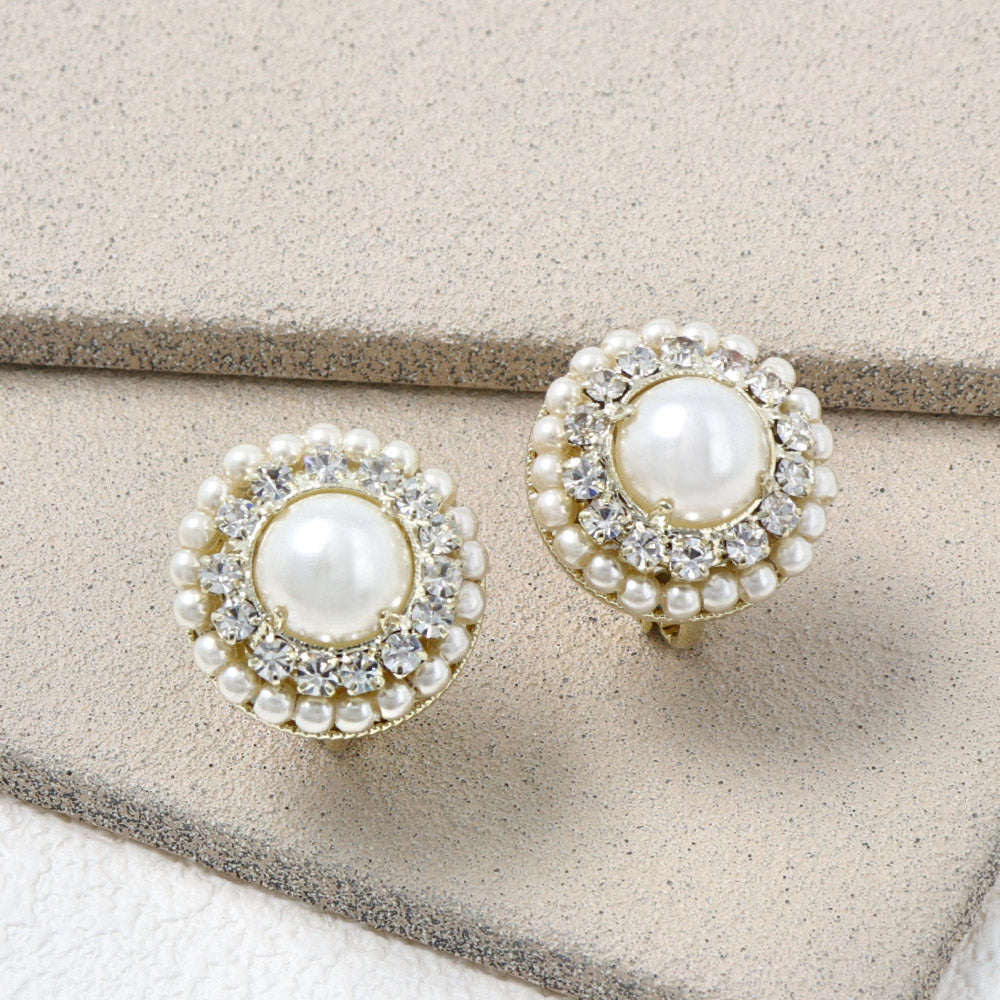 Pearly Circle Clip On Earrings