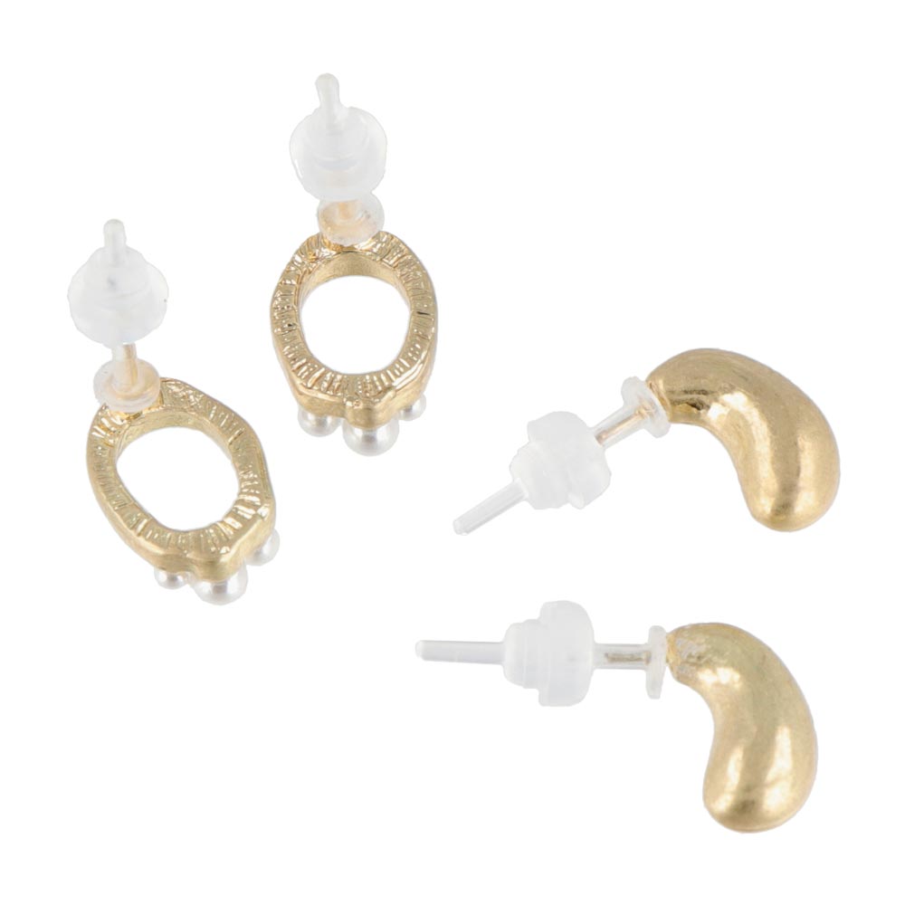 Oval and Hoop Plastic Earring Set