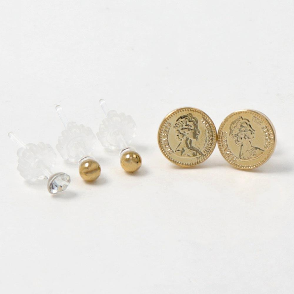 Coin Motif Plastic Earring Set