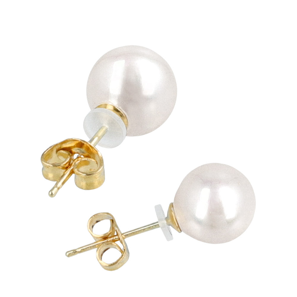 6mm Pearl 18K Gold Post Earrings
