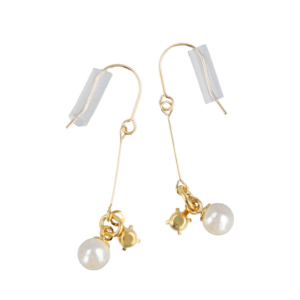 Drop Pearl 18K Gold Hook Earrings
