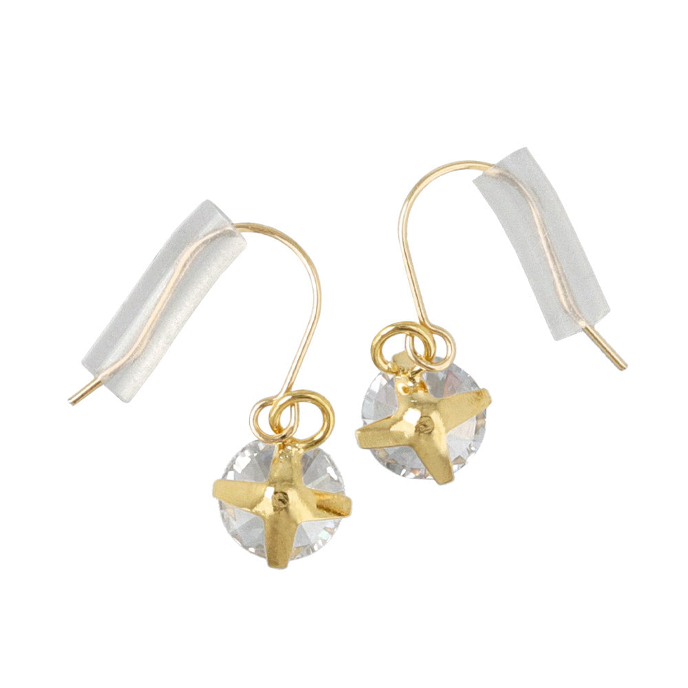 5mm Cubic Zirconia 18K Gold Hook Earrings