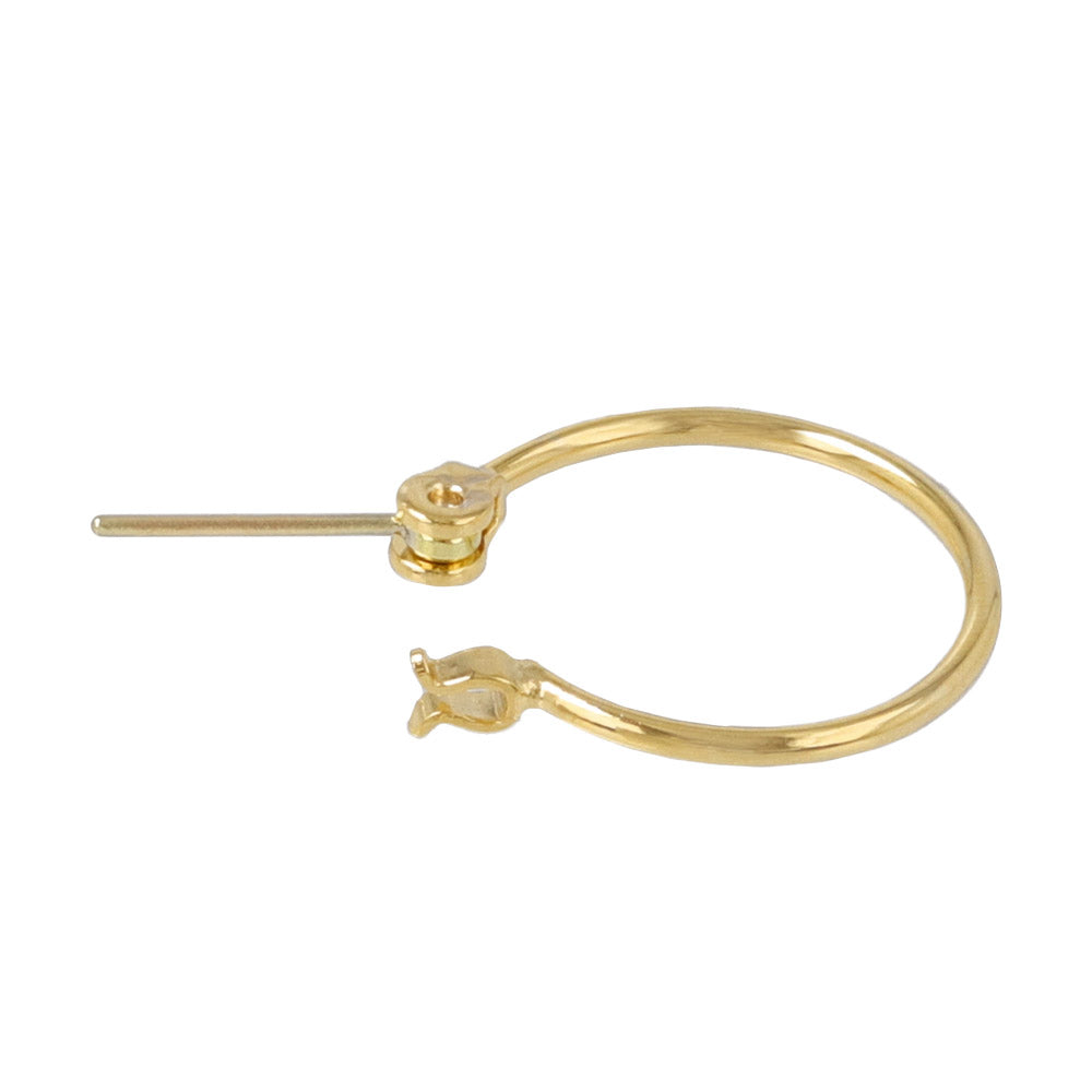 18K Gold Post Hoop Earrings