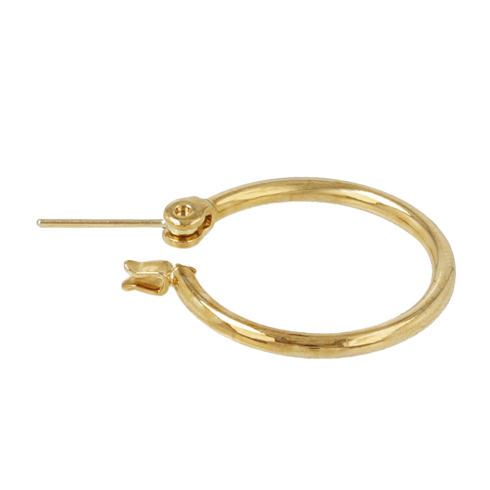 18K Gold Post Simple Hoop Earrings