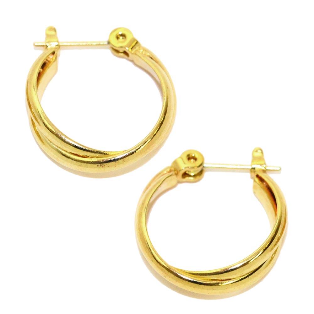 18K Gold Post Double Strand Earrings