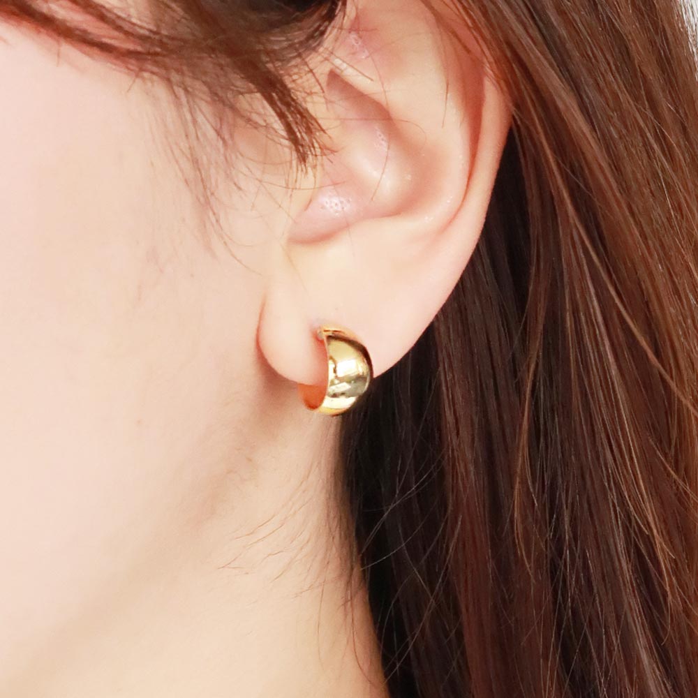 18K Gold Post Wide Huggie Earrings