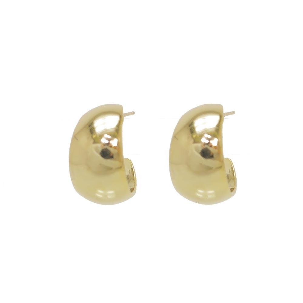 18K Gold Post Wide Huggie Earrings - osewaya